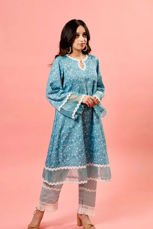 Feriha Blue Pakistani Kurta Set